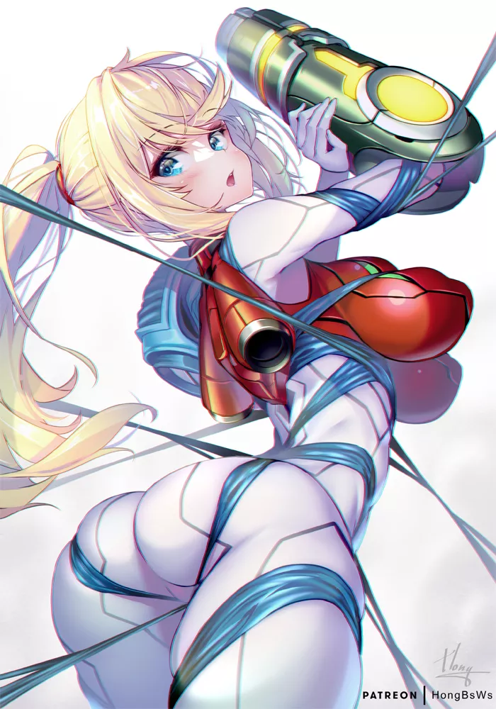 Samus Aran - entangled in her own power suit (Hong) [Metroid Dread]