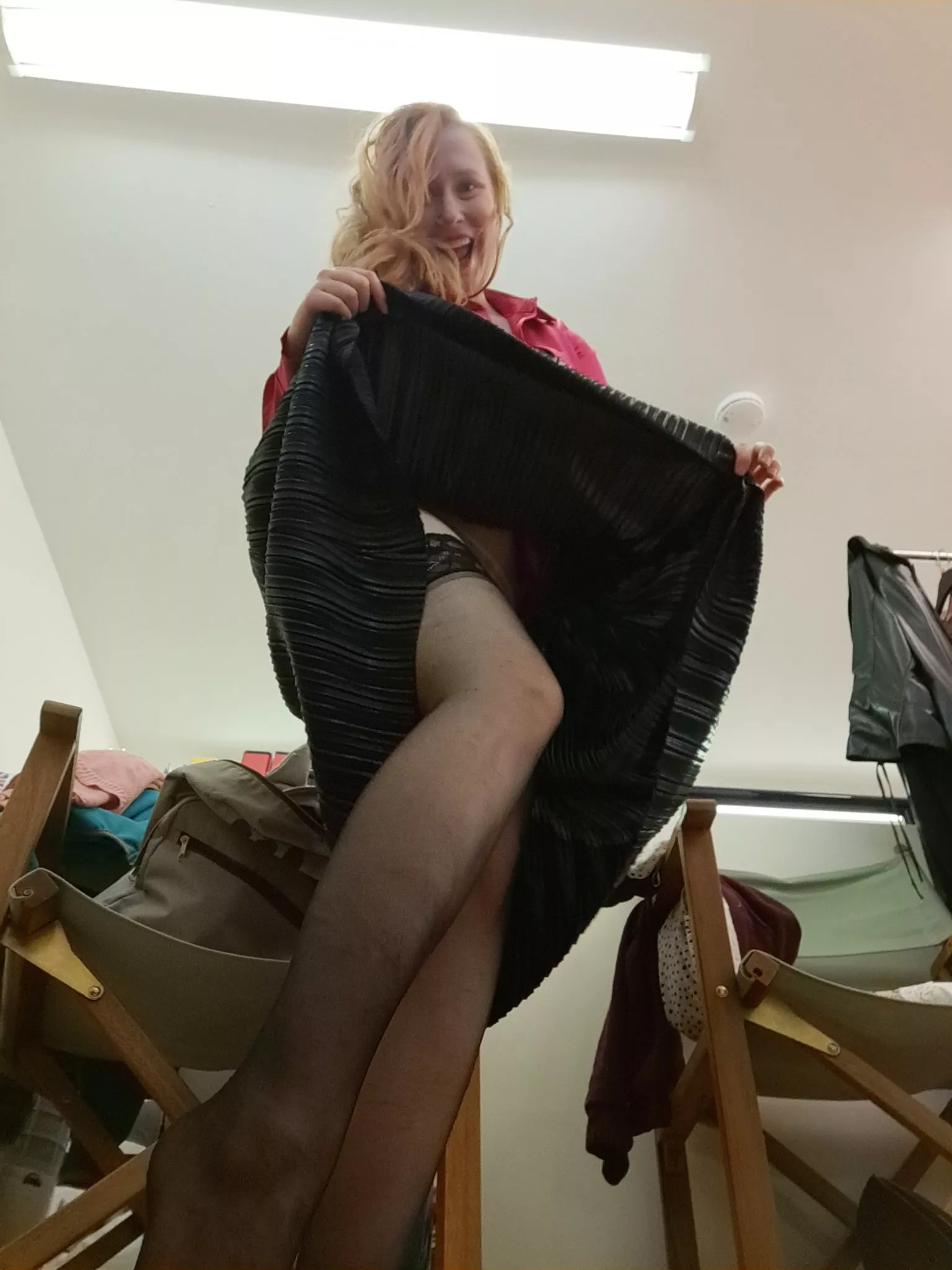 Satine Spark shows us what's up her skirt Satine Spark shows us what's up her skirt
