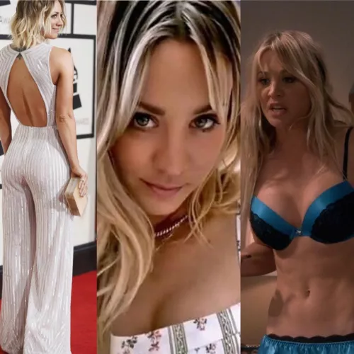 Saturday stroking for Kaley Cuoco.