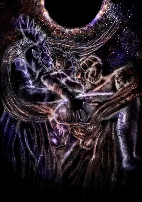 Satyr chasing Huldra (Modorok) [Original]