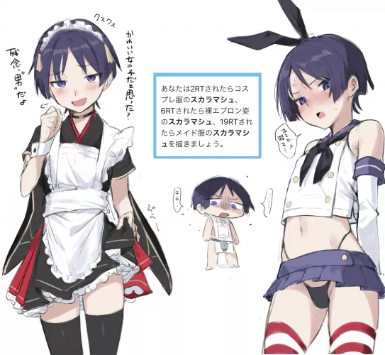 Scaramouche in Maid and Shimakaze cosplay (Nuntarou/Niudon Kajika) [Genshin Impact]