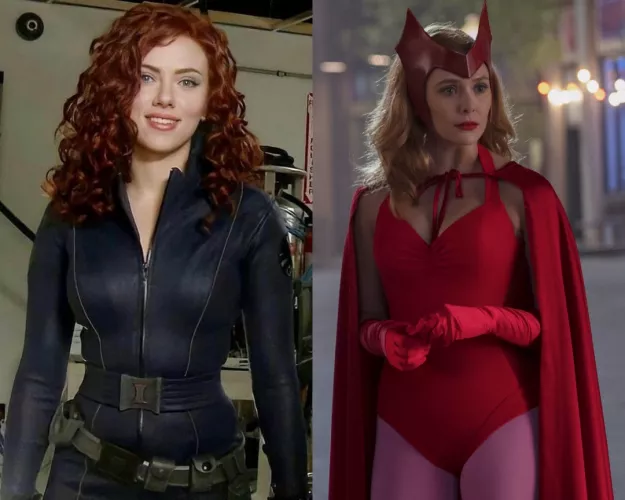 Scarlett Johansson and Elizabeth Olsen ready to tease at the Halloween party Scarlett Johansson and Elizabeth Olsen ready to tease at the Halloween party