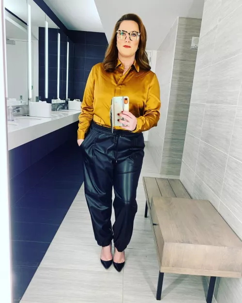 S.E. Cupp in satin and leather