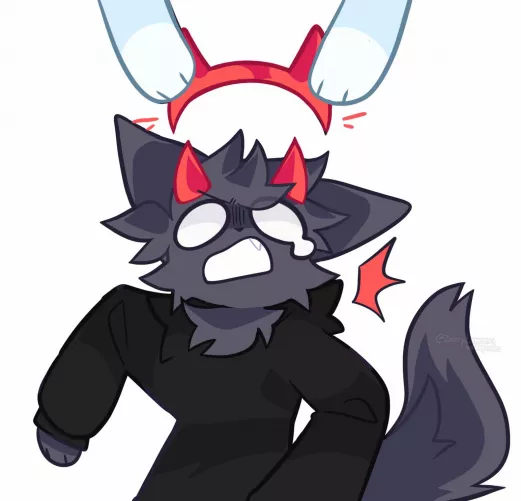 secret revealed, horns within the headband [ art by me @zestylemonss on twitter)