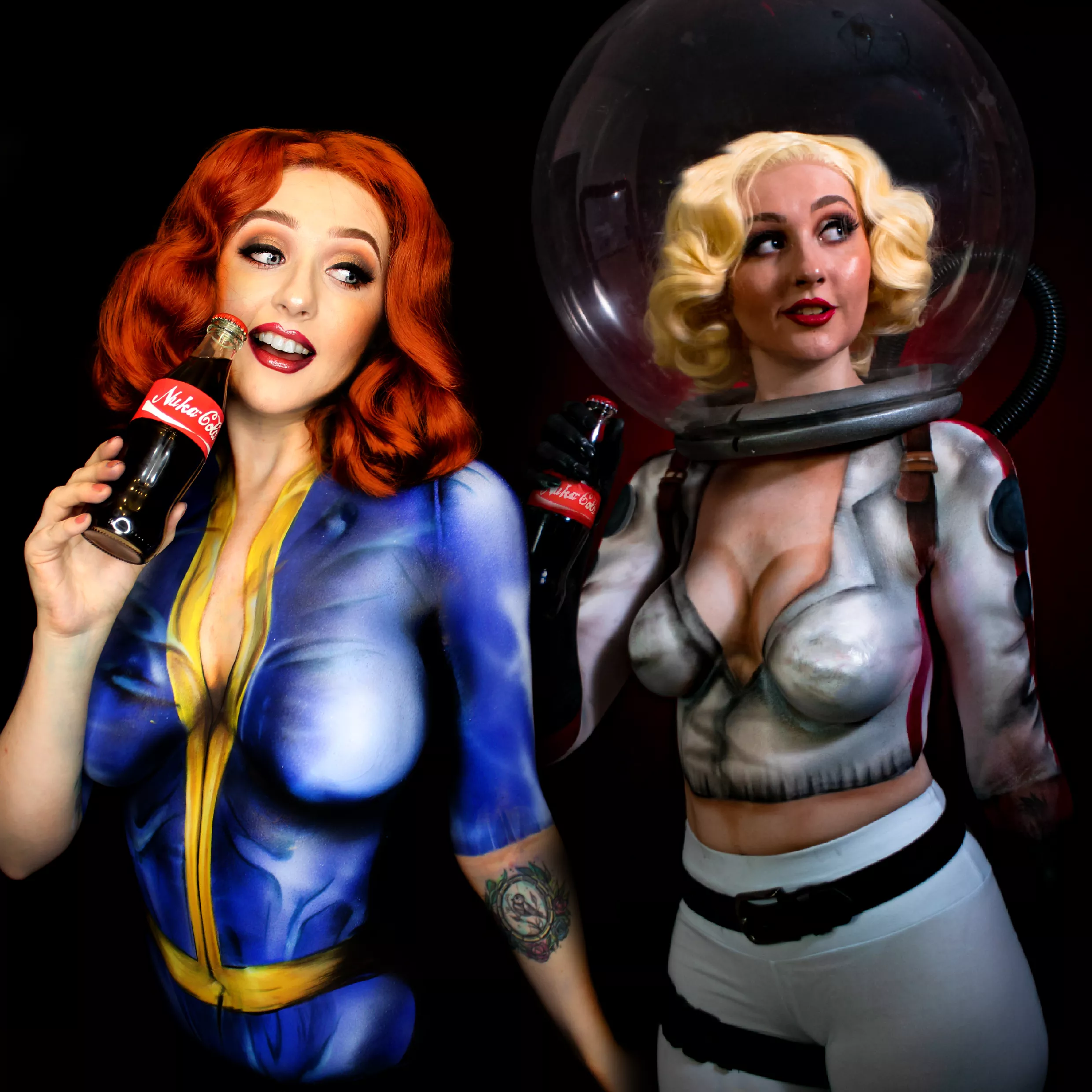 [Self] Hey I'm a bodypainter, I painted myself as these Fallout girls- took around 4-6 hours each- I hope you like them!