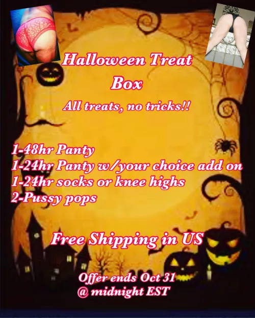 [selling] Special Halloween treat box! 🔥$50🔥Swipe for panty pre-view! Message me for more details. BettyAnders on Telegram & KIK