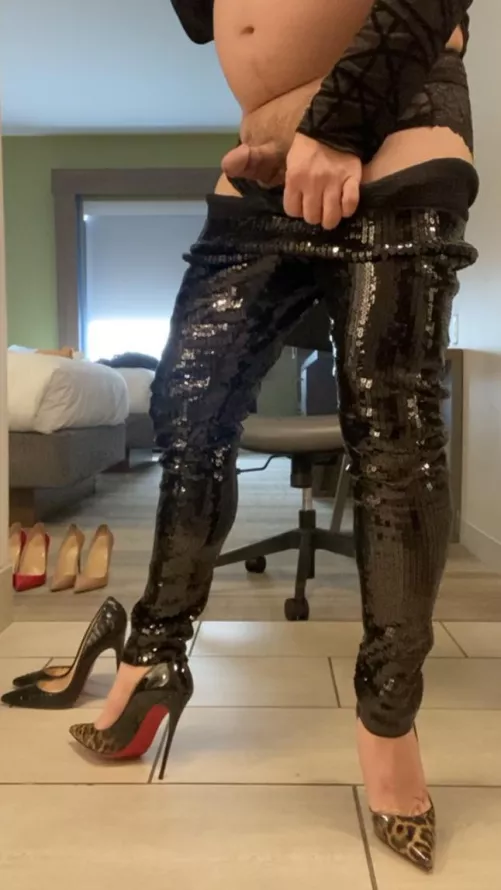 Sexy Asian clit plus sexy pants plus expensive Louboutin red bottoms heels equals FUCK ME HARD