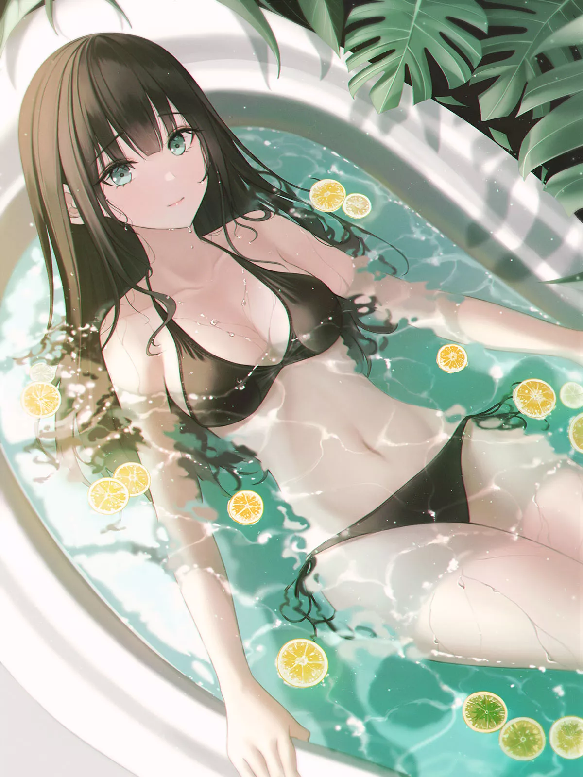 Sexy Bikini Body in citrus bath water (Artist's OC)