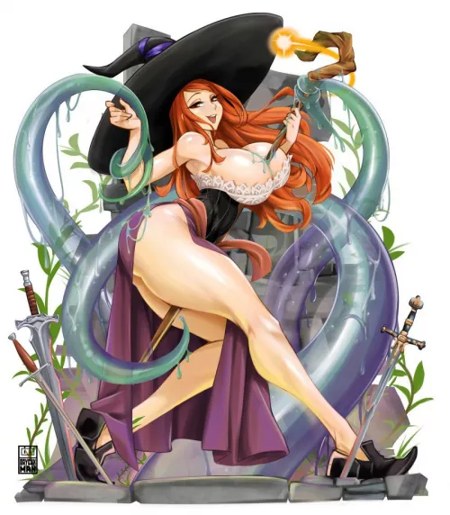 Sexy busty witch tangled up in some tentacles Sexy busty witch tangled up in some tentacles