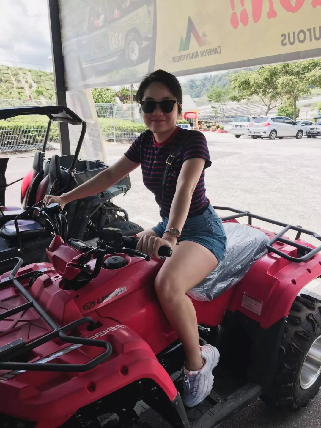 sexy gal with thick thighs in jeans shorts on an atv sexy gal with thick thighs in jeans shorts on an atv