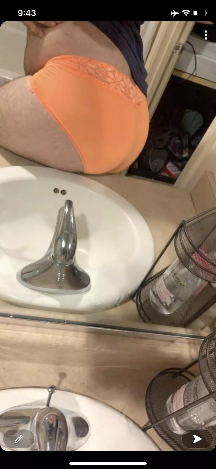 Shhh.. wearing my gfs panties. Whatcha think?