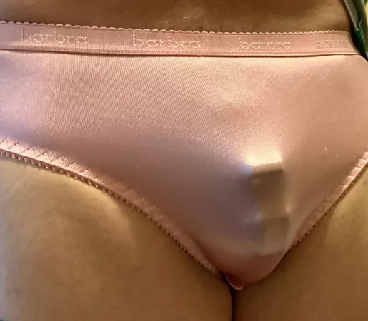 Shiny, satin, pink. A pussy boyβs perfect panties.
