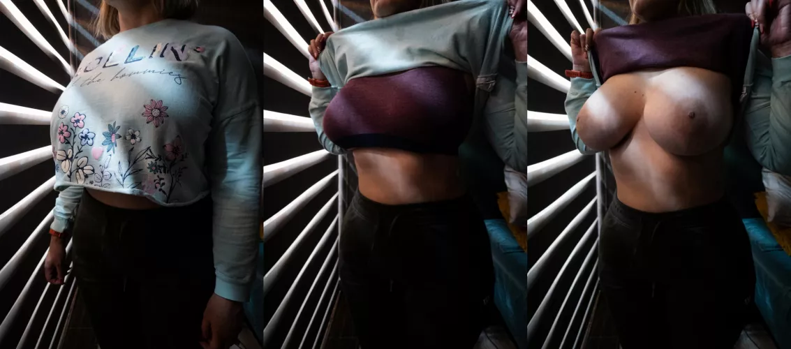 Shirt doesn't hide them very well, top is always struggling, they just want to be free... Shirt doesn't hide them very well, top is always struggling, they just want to be free...