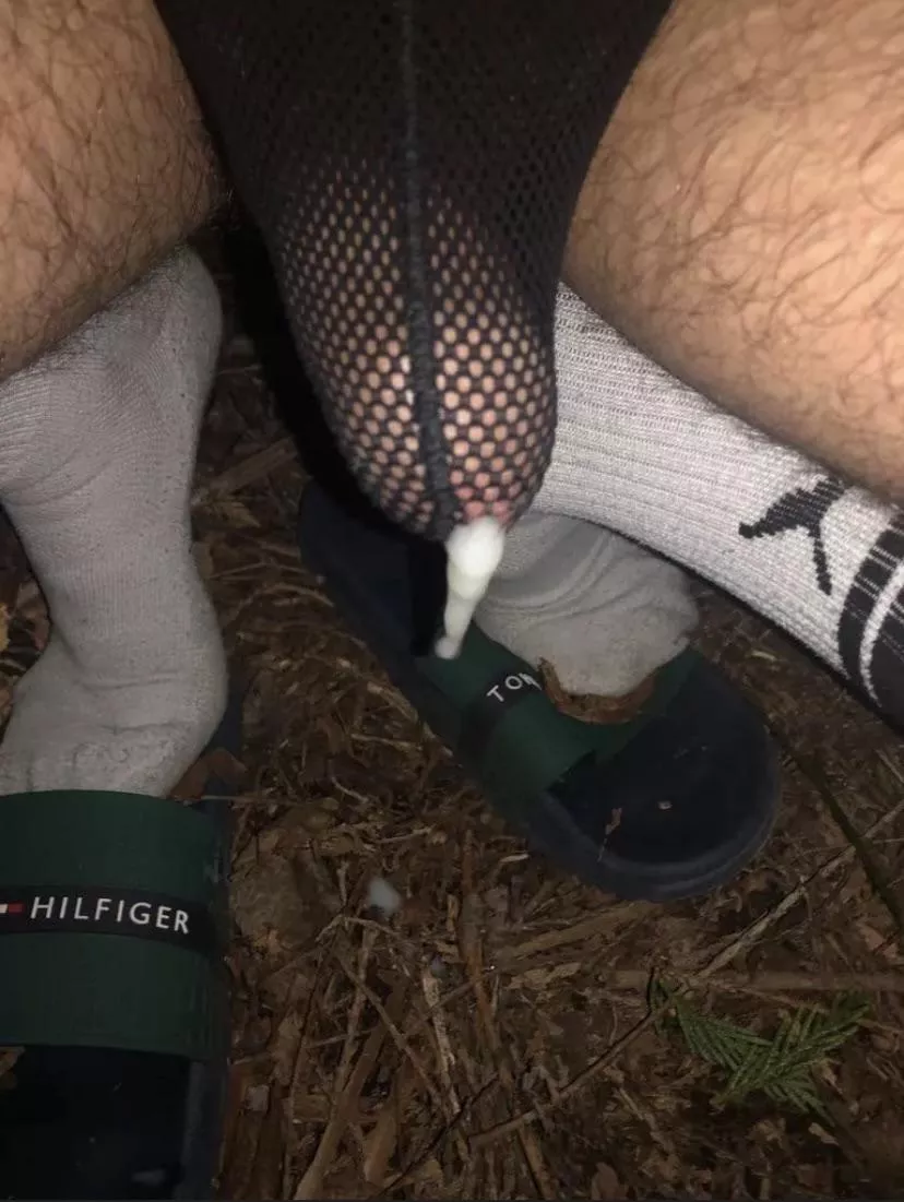 Shot my load in my jock on the side of the trail