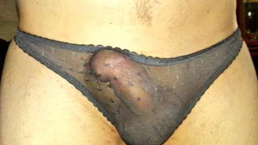 showing my little dick in a cute see thru thong