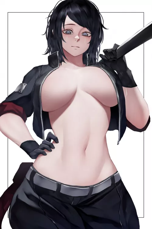 Showing off her sexy tummy