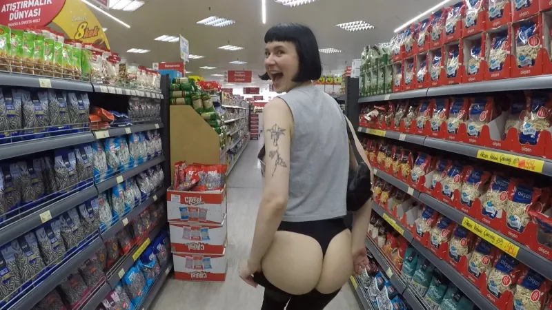 Showing off in the snack isle. Showing off in the snack isle.