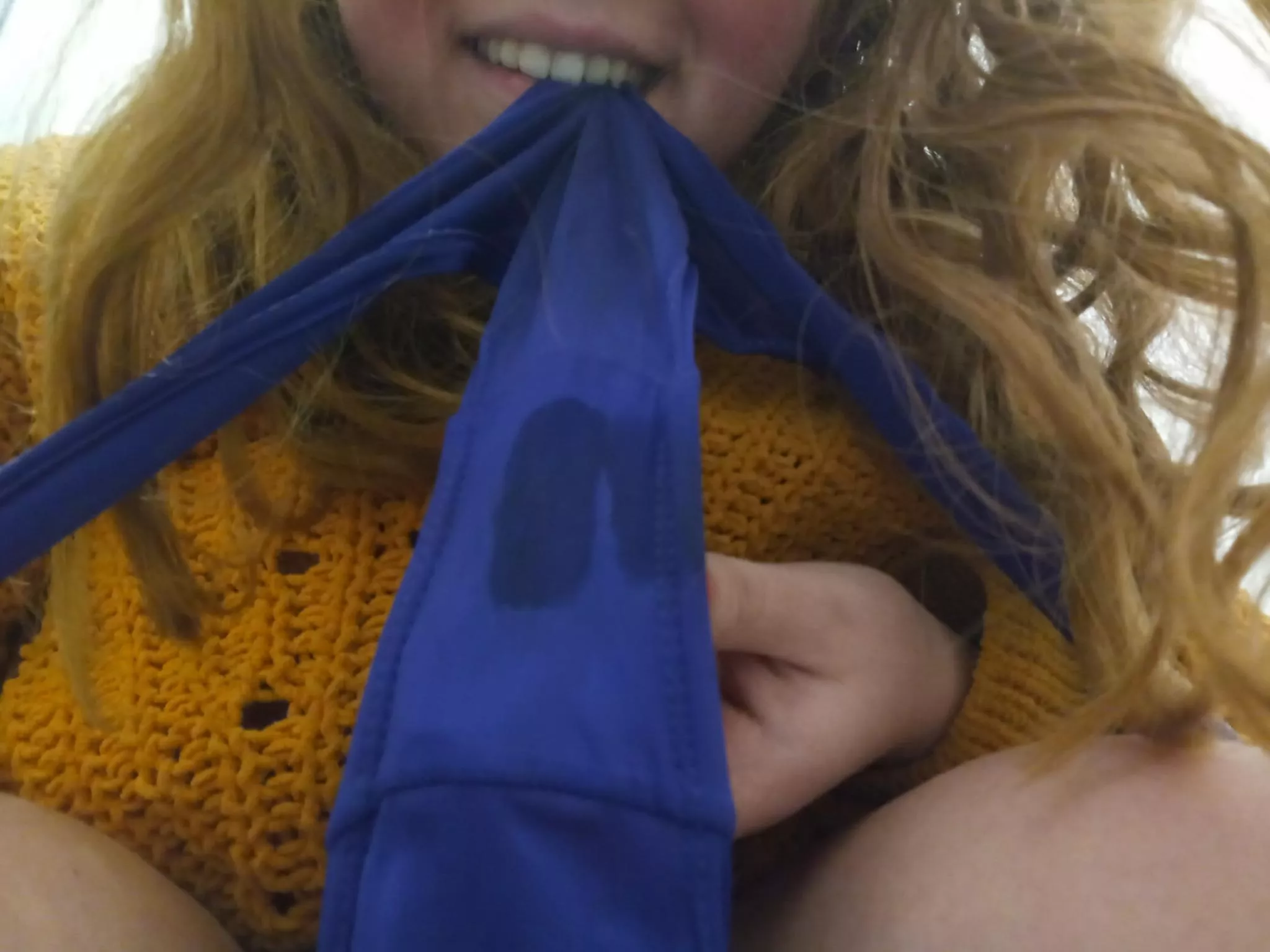 Showing you how wet my panties are as I pee :) Showing you how wet my panties are as I pee :)