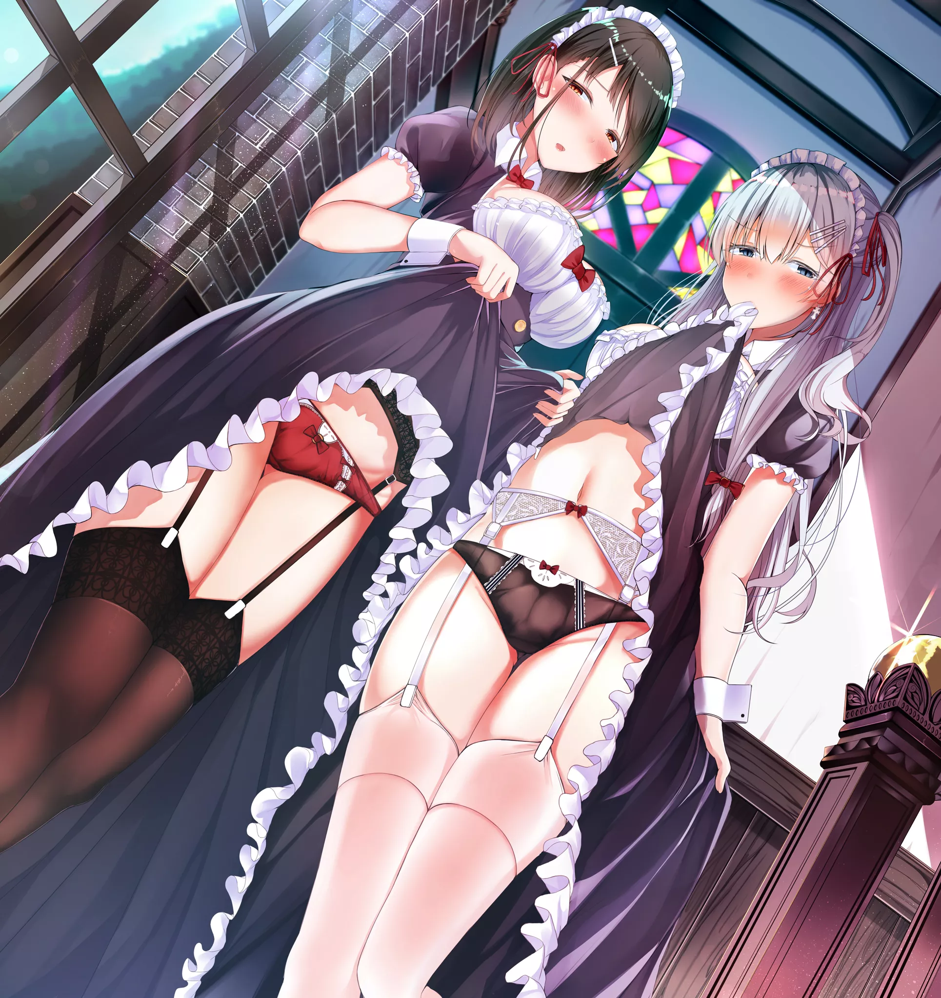 Showing you the color of their panties today