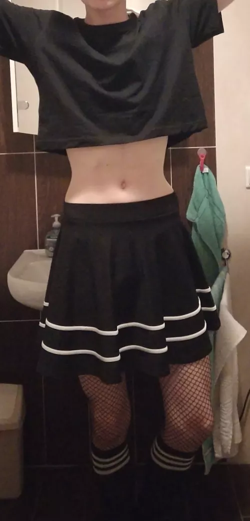 Skinny boi in skirt :3