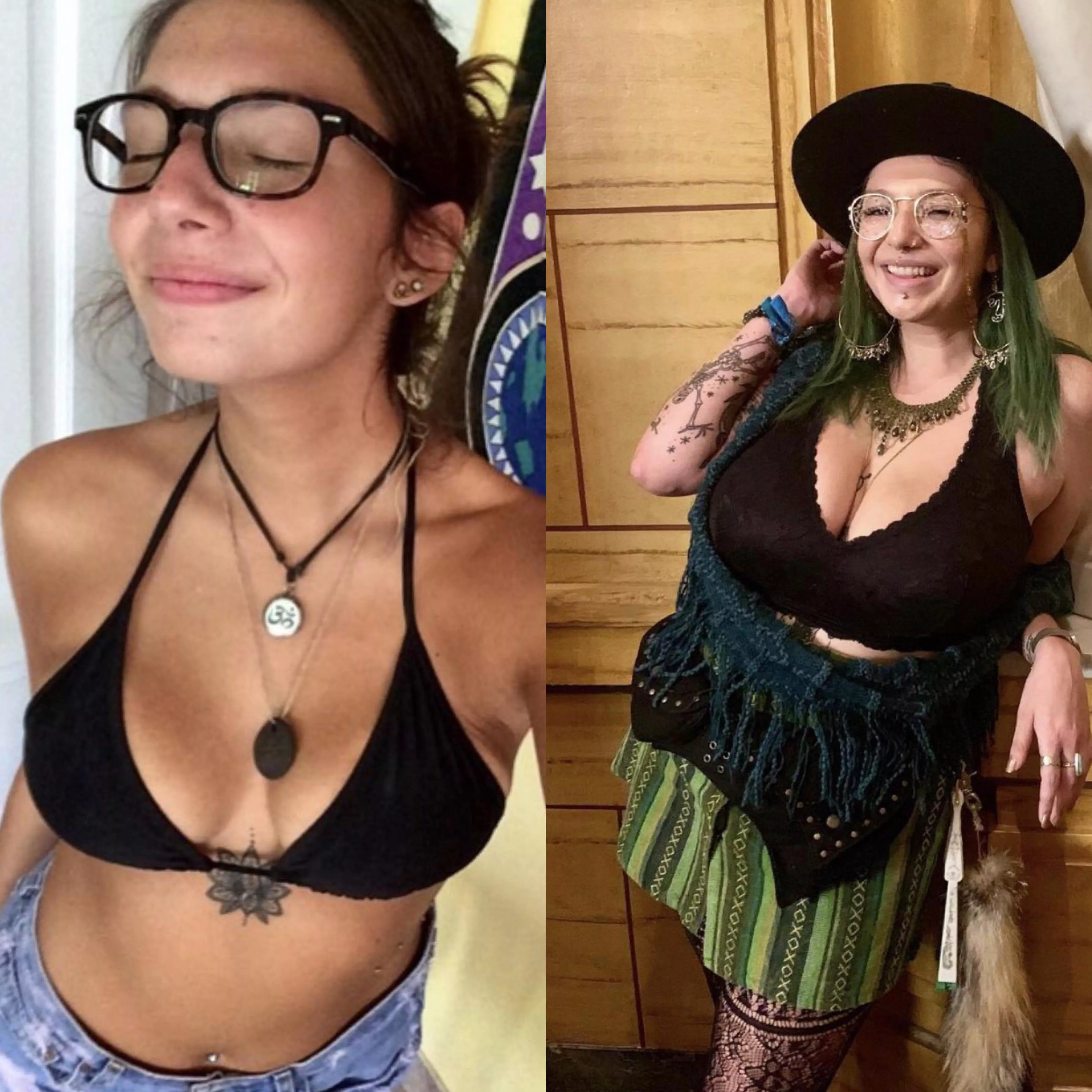 Skinny brunette becomes busty hippie (album in comments) Skinny brunette becomes busty hippie (album in comments)