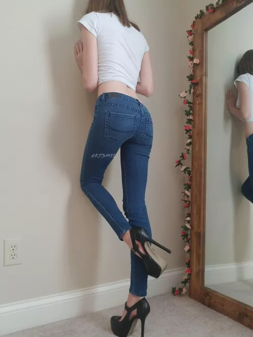 Skinny jeans and high heels