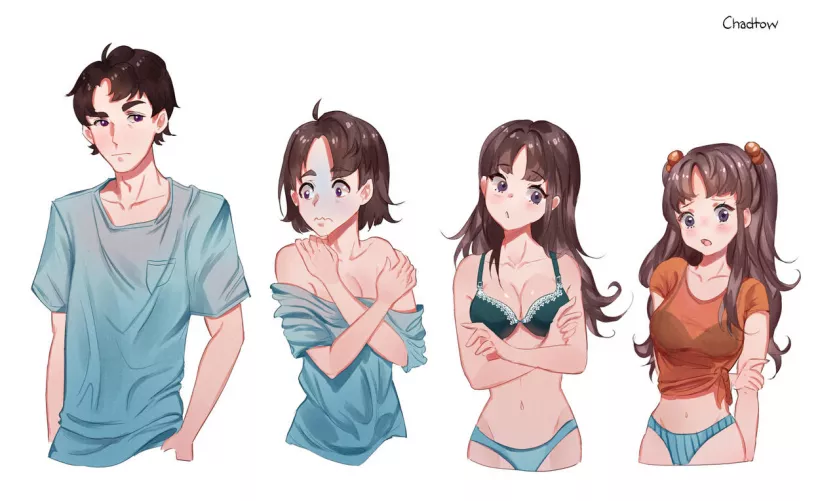 Slouchy to Cutie by Chadtow (MTF/TG)