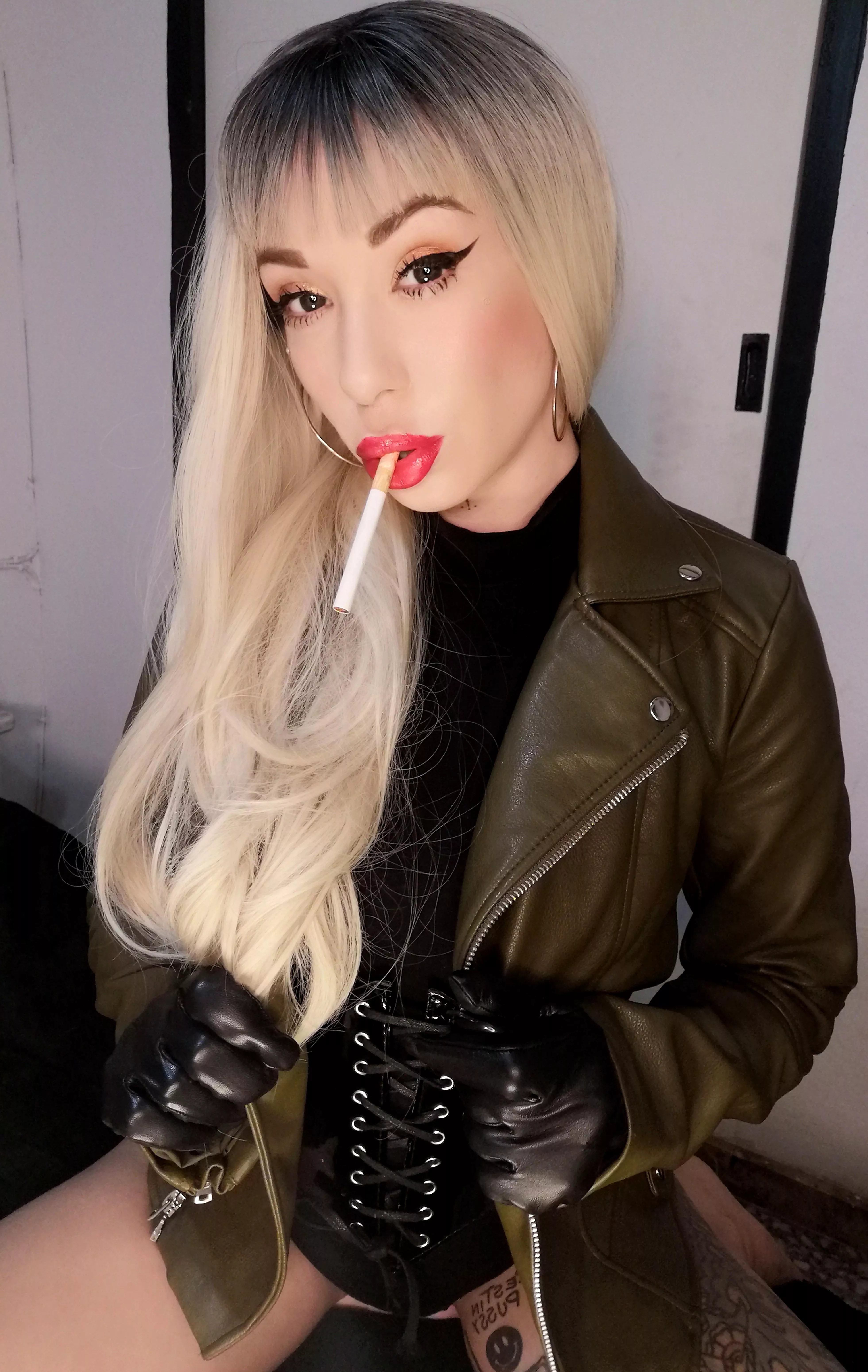 Smoking in leather feels incredible Smoking in leather feels incredible