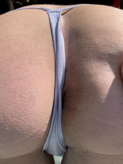 Sneaking a peak of my wifeβs cute butthole behind a silver thong Sneaking a peak of my wifeβs cute butthole behind a silver thong