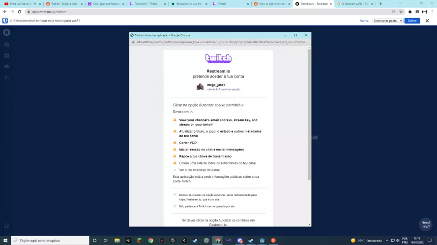 So I am trying to see my chat while streaming, so I tried using Restream, but those term of service sound kinda like they are going to steal my twitch account. I am being paranoiac or it is really a scam?