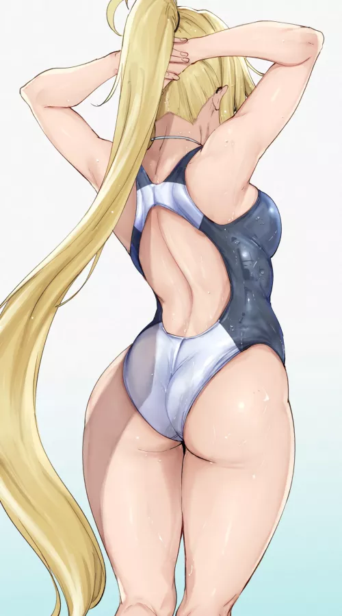 soaked from swimming.