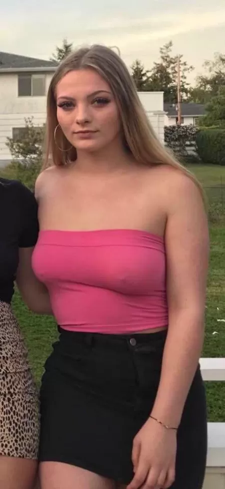 Solid nips in her pink top