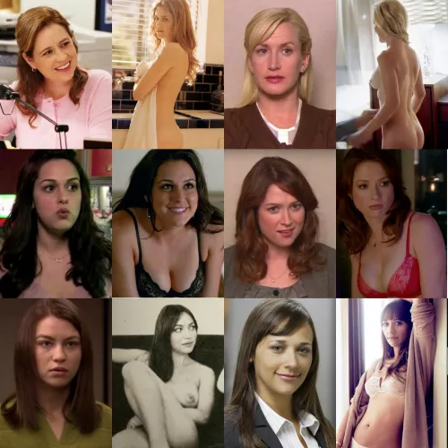 Some fine ladies of The Office (On/Off) [From Left to Right - Jenna Fischer, Angela Kinsey, Kelen Coleman, Ellie Kemper, Elvy Yost, Rashida Jones]