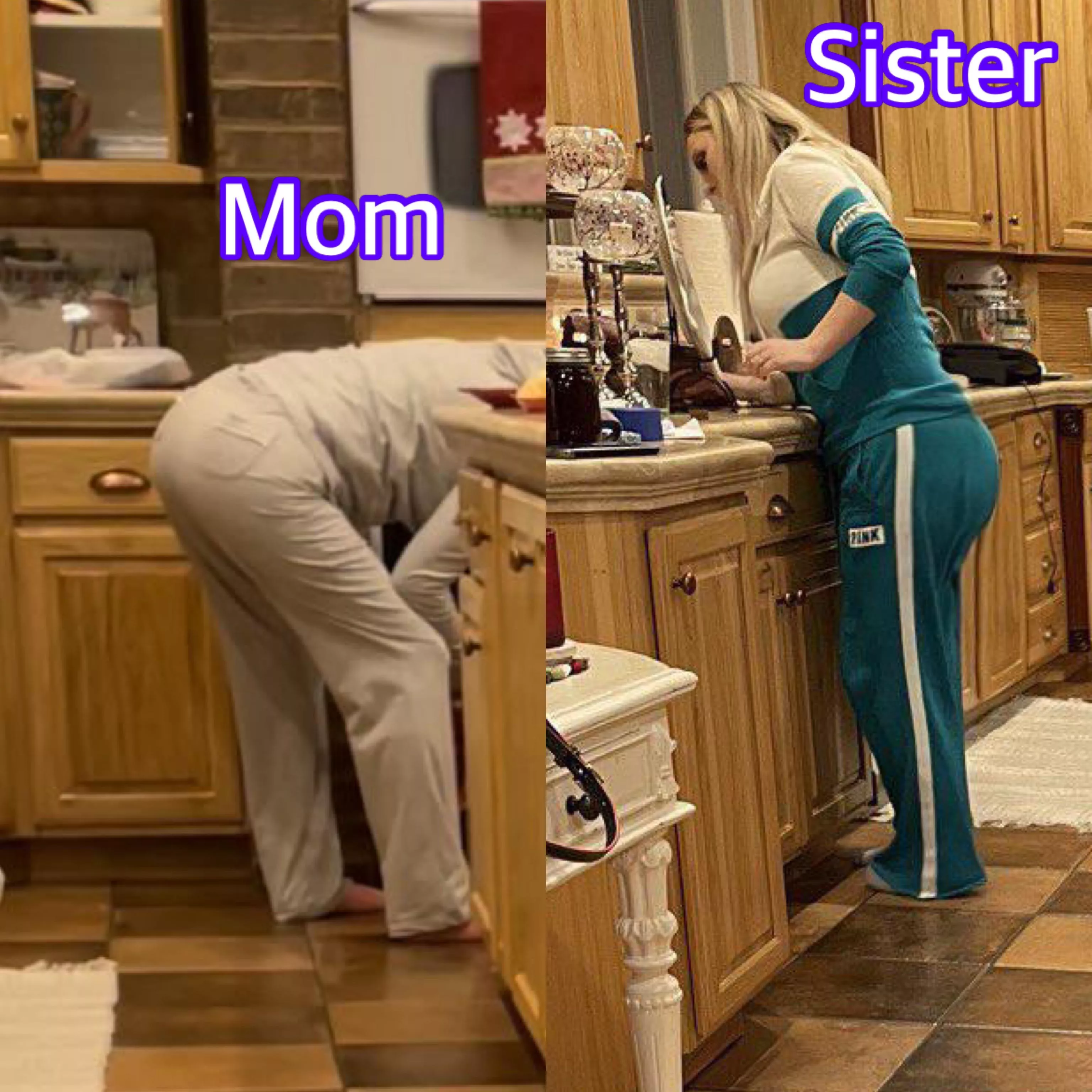 Some shots I got of my mom and my sister on New Year’s Eve. 😉 My moms 55 and my sister is 26. What do you all think of there milf booties? My sister has always had a dump truck for a booty.