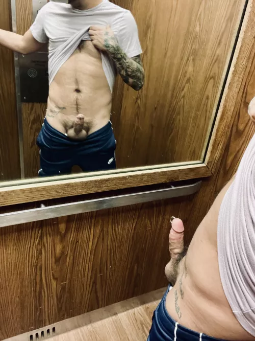 Someone called the elevator as I started to take my cock out.