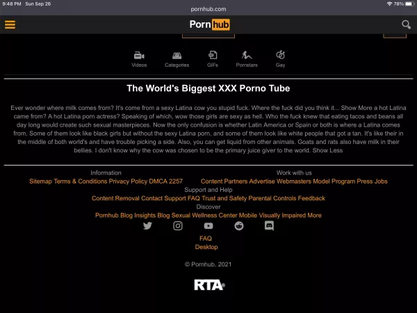 Someone's editing text on Pornhub…