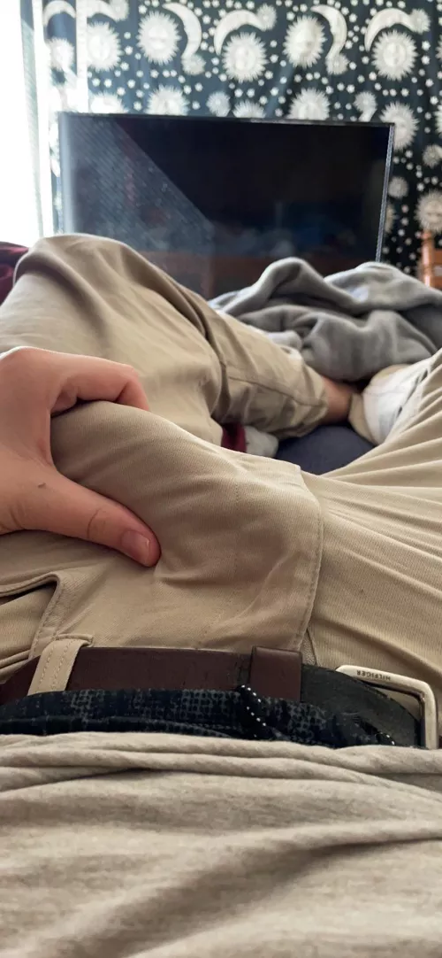 Something about a bulge in khaki pants really turns me on like crazy. Does it do the same for you? Something about a bulge in khaki pants really turns me on like crazy. Does it do the same for you?