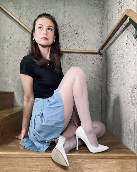 Sometimes, I sit on the stairs in my sheer tights and ponder my existence π§