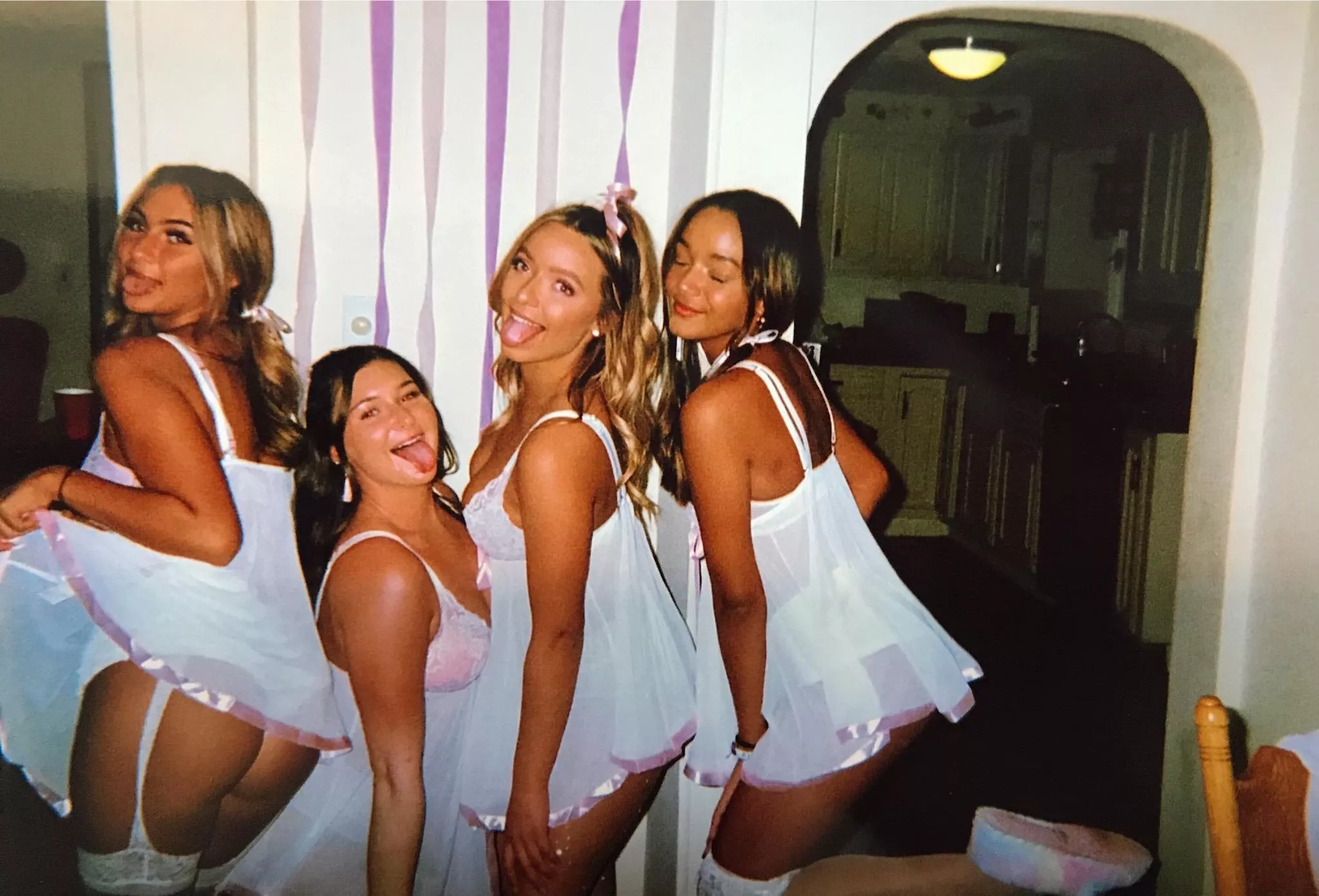 Sorority girls showing off their  Sorority girls showing off their