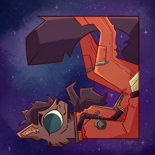 space cat! Another commission done! [OC] [@hornedpup on Twitter]