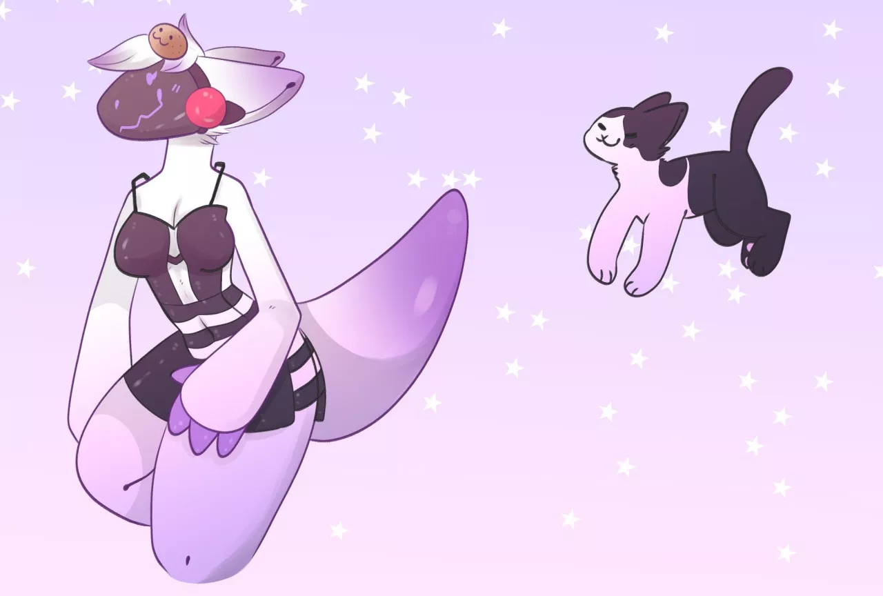 Space proto and her kitty :3 (artist:NeopolitanDoggy)