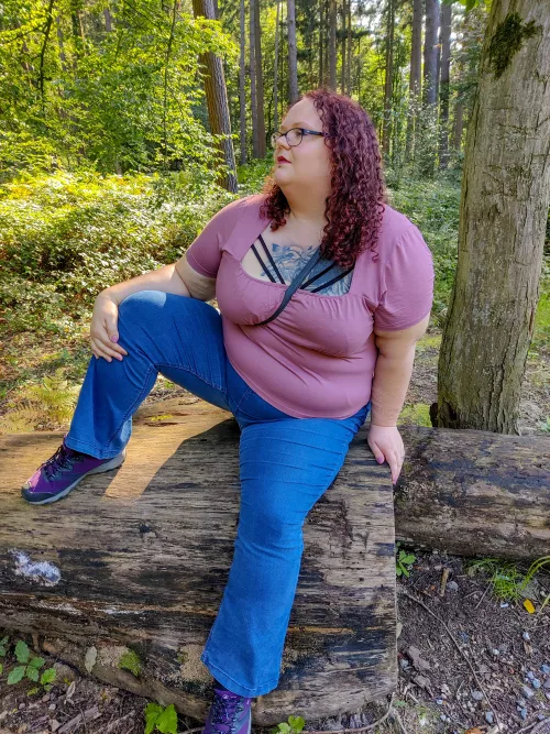 Spreading my thick thighs in the forest back in the summer - I miss the warmer weather!