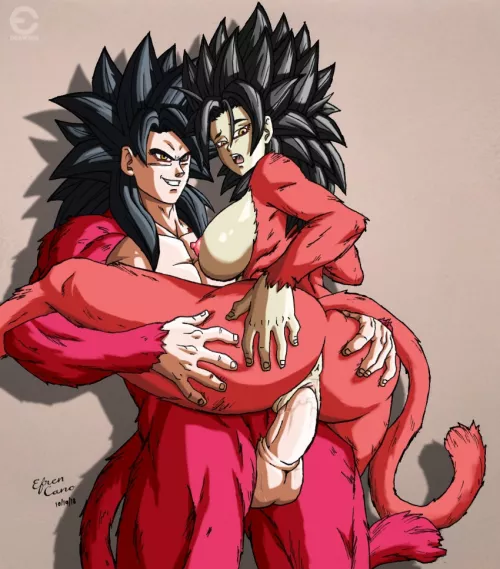 SSJ4 Goku x SSJ4 Caulifla (AnimeFreak)