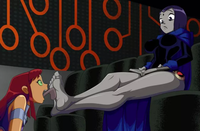Starfire can’t resist a taste of Raven’s soles [Teen Titans] (ravenravenraven)