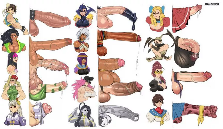 Street Fighter girls and their dick sizes. Which one would any of you take? I might go for Juri or Poison myself