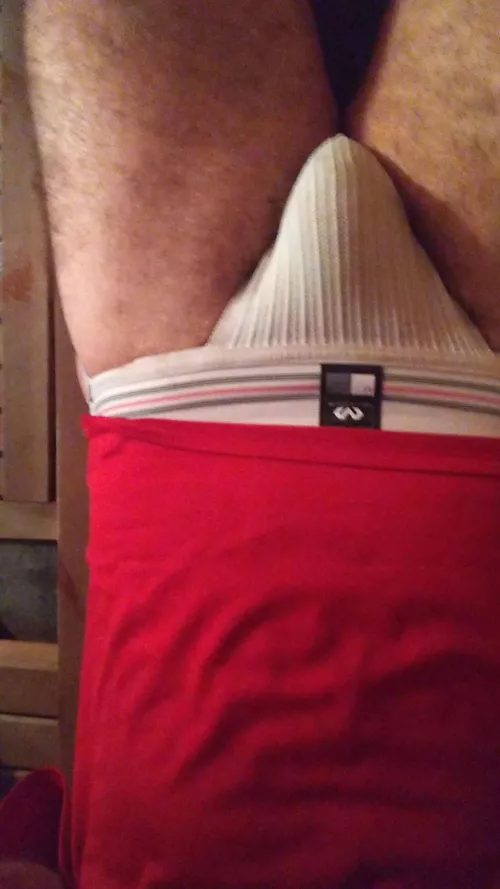 Stretching out in the sauna after a nice workout.