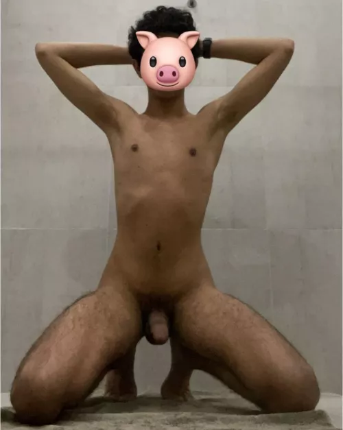 Submissive young man posing ready for master