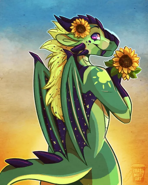 Sunflower Dragon 🌻🌤 (art by me - TrashmuttArt on Twitter)