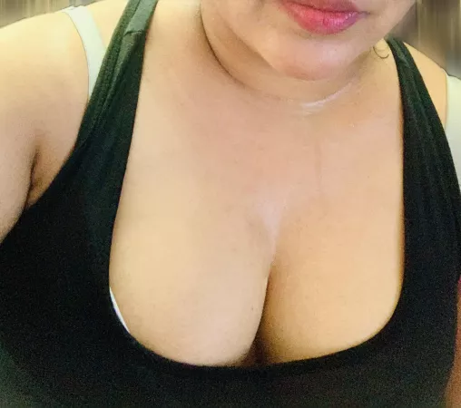 Sweat after workout at home.