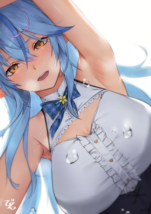 Sweaty girl over you showing her armpit